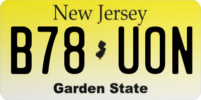 NJ license plate B78UON