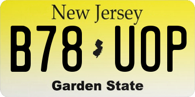 NJ license plate B78UOP