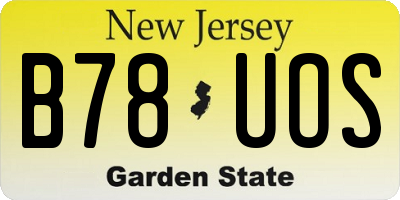 NJ license plate B78UOS