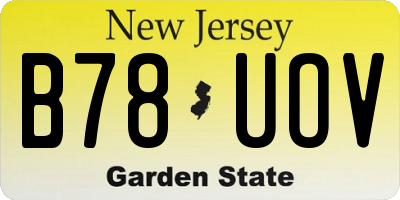 NJ license plate B78UOV