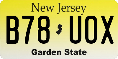 NJ license plate B78UOX
