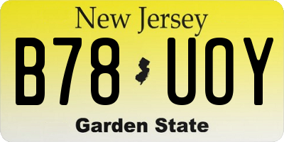 NJ license plate B78UOY