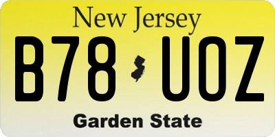 NJ license plate B78UOZ