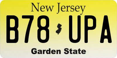 NJ license plate B78UPA