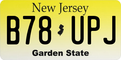 NJ license plate B78UPJ