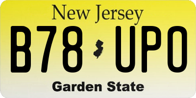 NJ license plate B78UPO