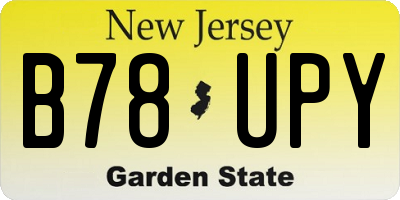 NJ license plate B78UPY