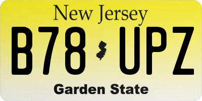 NJ license plate B78UPZ