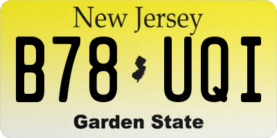 NJ license plate B78UQI