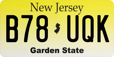 NJ license plate B78UQK