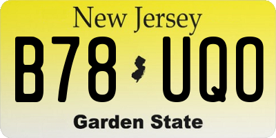 NJ license plate B78UQO