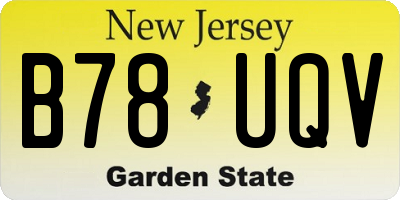NJ license plate B78UQV