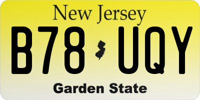 NJ license plate B78UQY
