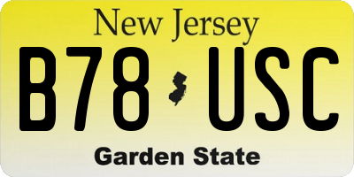 NJ license plate B78USC