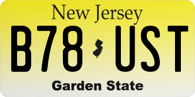 NJ license plate B78UST