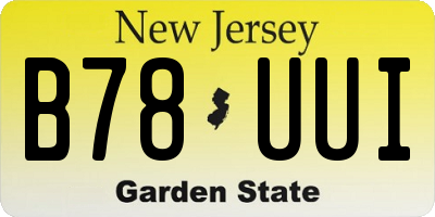 NJ license plate B78UUI