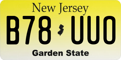 NJ license plate B78UUO