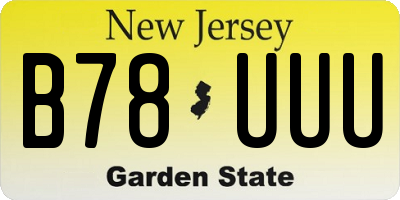 NJ license plate B78UUU