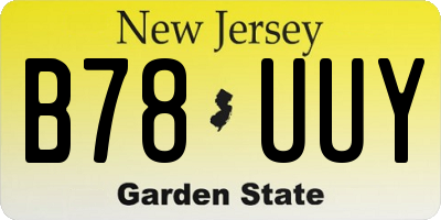 NJ license plate B78UUY