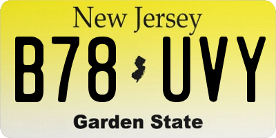 NJ license plate B78UVY