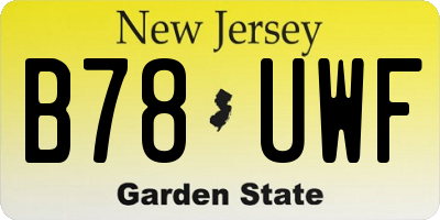 NJ license plate B78UWF