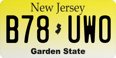 NJ license plate B78UWO