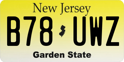 NJ license plate B78UWZ