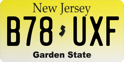NJ license plate B78UXF