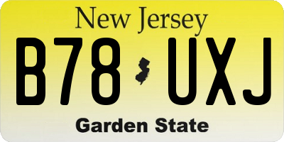 NJ license plate B78UXJ