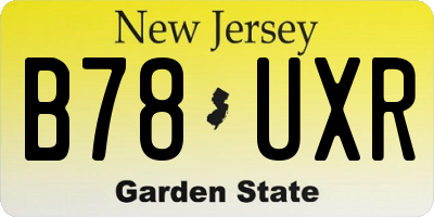 NJ license plate B78UXR
