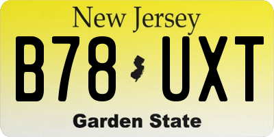 NJ license plate B78UXT