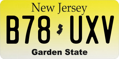 NJ license plate B78UXV