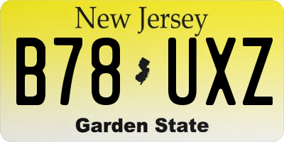 NJ license plate B78UXZ