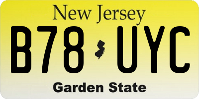 NJ license plate B78UYC
