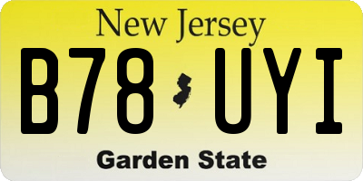 NJ license plate B78UYI