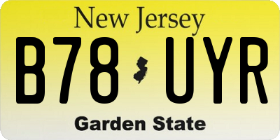NJ license plate B78UYR