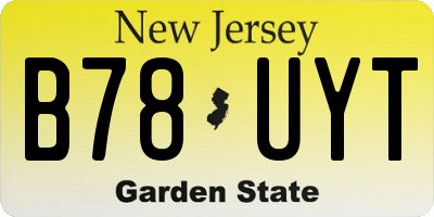 NJ license plate B78UYT