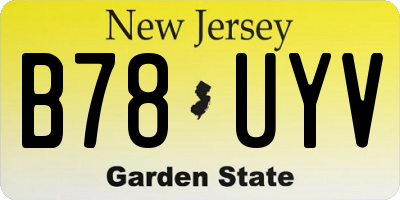 NJ license plate B78UYV