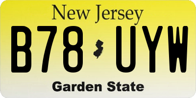 NJ license plate B78UYW