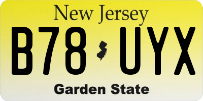 NJ license plate B78UYX