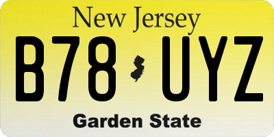 NJ license plate B78UYZ
