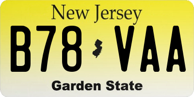 NJ license plate B78VAA