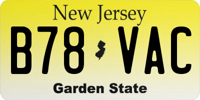 NJ license plate B78VAC