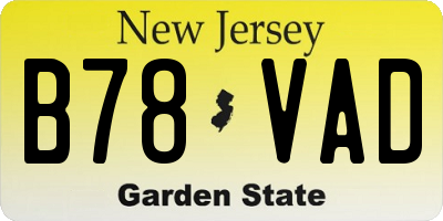 NJ license plate B78VAD