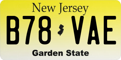 NJ license plate B78VAE