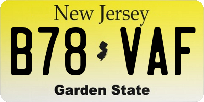 NJ license plate B78VAF