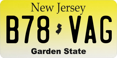 NJ license plate B78VAG