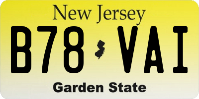 NJ license plate B78VAI