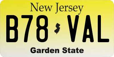 NJ license plate B78VAL