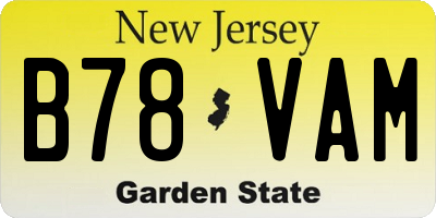 NJ license plate B78VAM